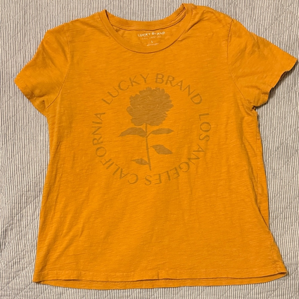 Lucky Brand Women's Flower Graphic Tee - Mustard color
